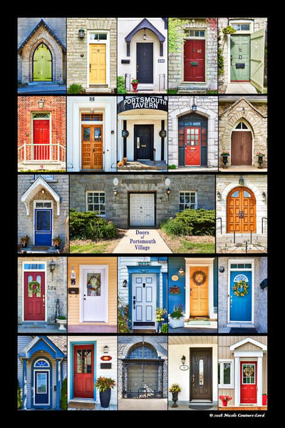 Poster laminated plaque - doors of Portsmouth Village 16 x 24 inches - 16 x 24 inch laminated plaque by Nicole Couture-Lord - Martello Alley